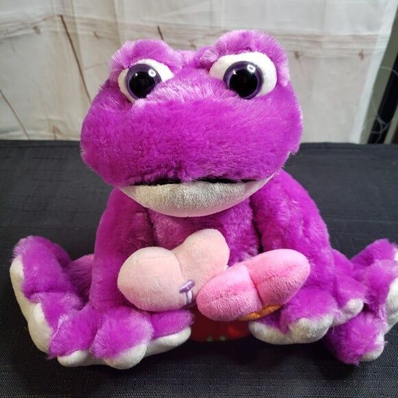 Valentines Adorable Purple Pink I Love U Frog Plush Stuffed Animal 8" - Picture 2 of 10
